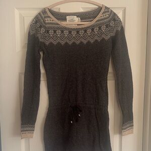 H&M Black and Cream Long Sleeve Dress